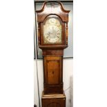 George III and later longcase clock, with adapted three train movement striking on chimes, arched