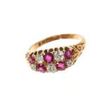 Gold (18ct) Old cut diamond and ruby ring