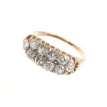 Late Victorian diamond cluster ring with ten old cut diamonds