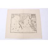 Cornelis de Bruyn engraved map - ‘De Nette Koers Wysing van de Reys van Gamron na Batavia en