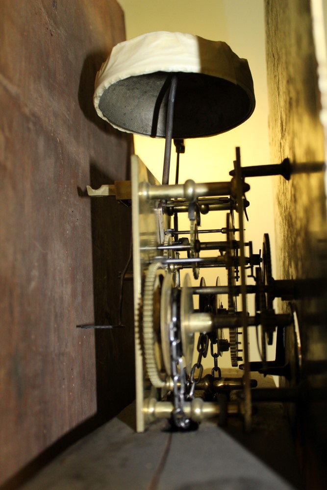 Early 19th Century 30 hour longcase clock, the painted arched dial depicting a hot air ballon, - Image 9 of 12