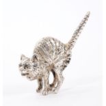 Unusual novelty silver ornament of a cat, Chester import hallmarks