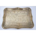 Brass Qajar Tray with hunting decoration