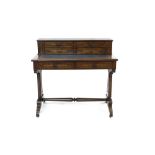 Good quality 19th century rosewood and brass inlaid writing table