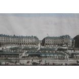 18th century hand coloured engraving - Vue Perspective du Marche aux Fleurs á Londres (Covent