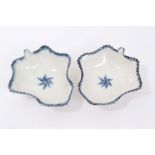 Pair 18th century Worcester porcelain pickle dishes with rare Single Flower print