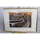 *Graham Clarke (b.1941) woodblock - Bridge at Gweek, 1967, 46/50, in glazed frame, 50cm x 68cm