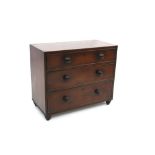 Good William IV miniature mahogany chest of three long draws