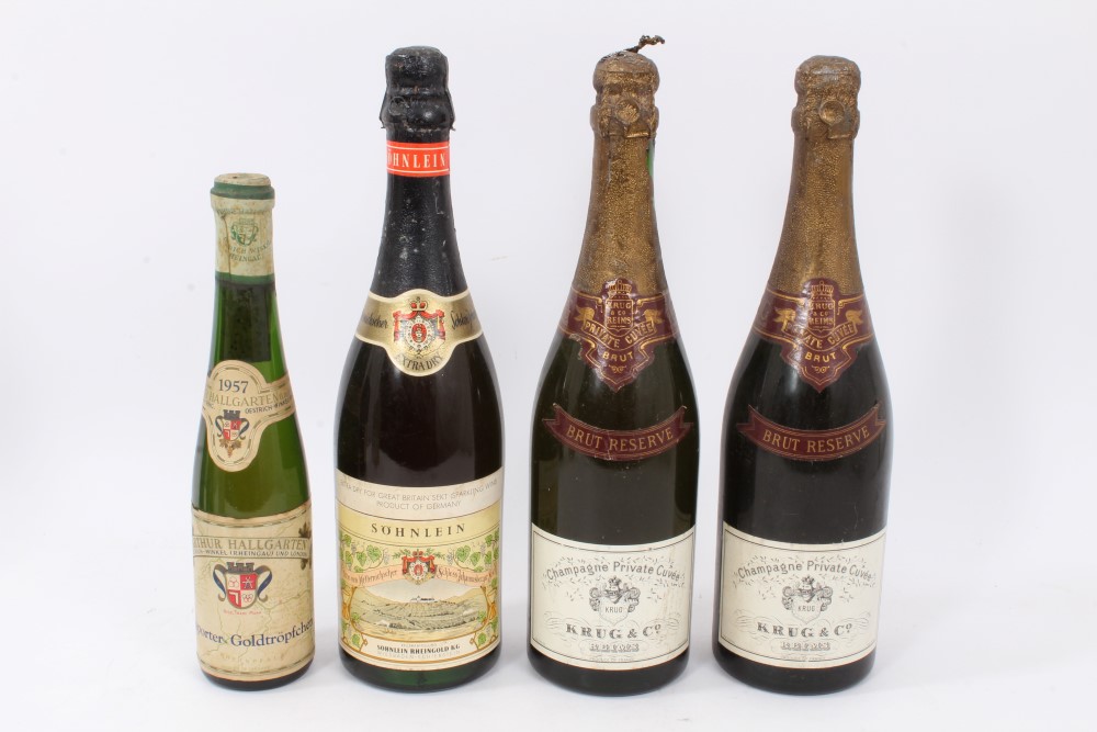 Champagne - two bottles, Krug & Co. Champagne Brut Reserve, together with two other German bottles