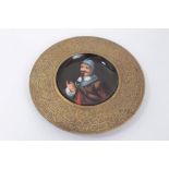 19th century hand painted saucer, depicting a continental soldier in armour