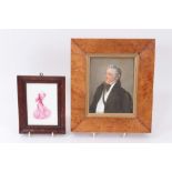 19th Century English porcelain plaque, painted with a portrait of an elderly gentleman wearing