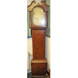 Early 19th Century 30 hour longcase clock, the painted arched dial depicting a hot air ballon,
