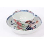 Late 18th Century Lowestoft teabowl and saucer, painted in the Redgrave pattern.