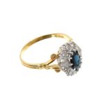 Sapphire and diamond cluster ring