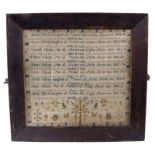 Unusual early Victorian needlework sampler