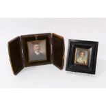 Early 20th century overpainted photographic miniature portrait signed Russell & Sons