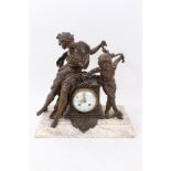 Late 19th/early 20th century French bronzed spelter mantel clock