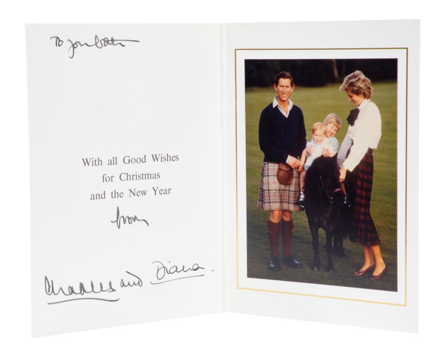 T.R.H. The Prince and Princess of Wales, signed 1985 Christmas card