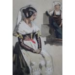 Pair of 19th Century Italian School watercolours of peasants, dated Roma, 1843 (2)