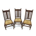 Charles Francis Annesley Voysey rare set of three oak and rush chairs with Sotheby's sales