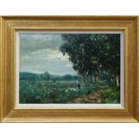 George A. Boyle (1826-1899) oil on board - rural landscape, signed, in gilt frame