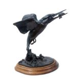 Patricia Northcroft (contemporary), patinated bronze figure of a kingfisher, signed and numbered