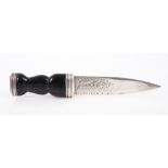 Victorian Scottish silver and carved horn Sgian-Dubh