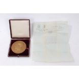1936 Austrian gilded bronze King Edward VIII Coronation medallion in box
