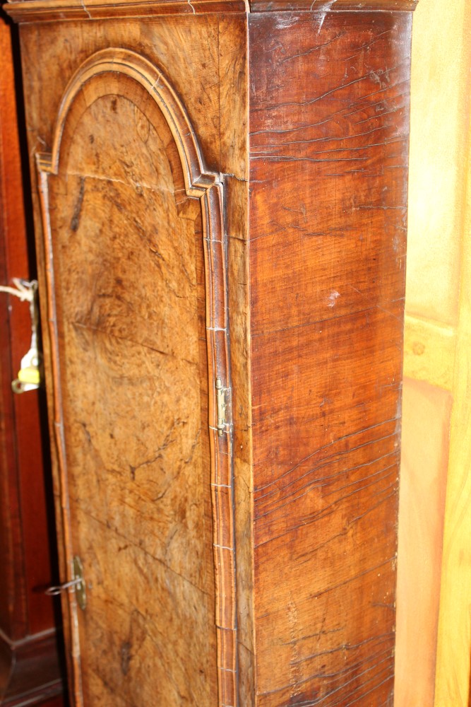 Early 18th century longcase clock, with eight day striking movement, brass 12inch breakarch dial, - Image 13 of 17