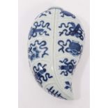 Chinese blue and white porcelain wall pocket, of leaf form