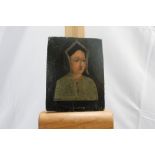 Antique miniature portrait oil on oak panel