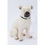 19th Century Pottery figure of a Pug Dog