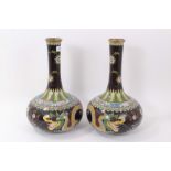 Large pair of Chinese Cloisonné vases with dragon decoration