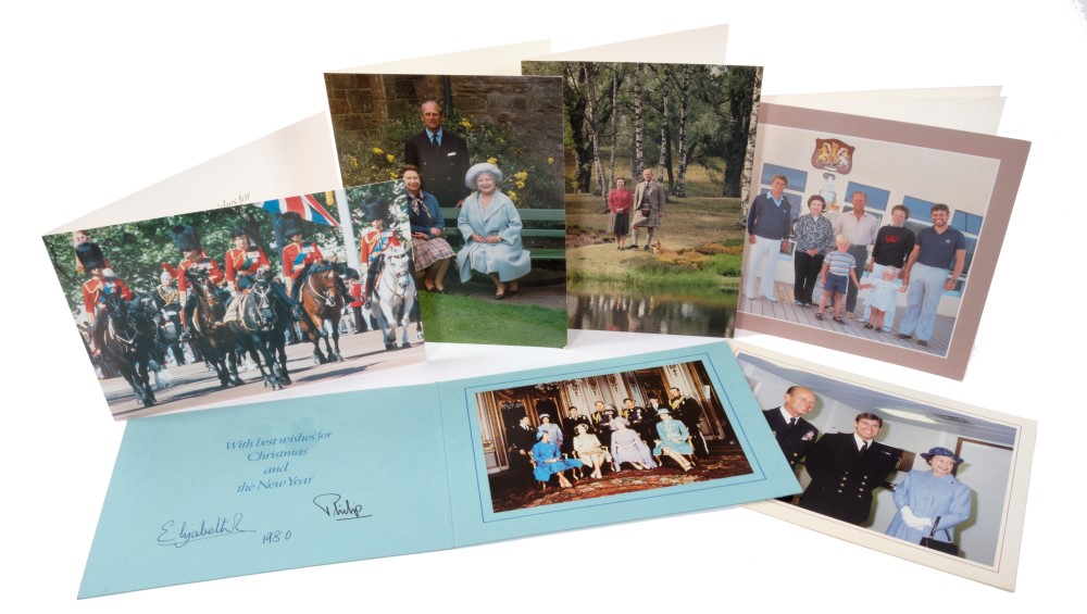 H.M.Queen Elizabeth II and H.R.H. The Duke of Edinburgh - six signed Christmas cards 1980-1986 - Image 2 of 2