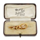 Edwardian gold diamond and seed pearl spray brooch