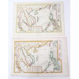 Rigobert Bonne (1727-1795) hand coloured map - ‘Les Isles Philippine, 23 x 33cm, together with