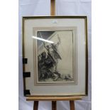 Louis Raemaekers (1869-1956) pencil and chalks - Battle illustration, signed, in glazed gilt frame,