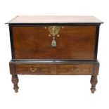 18th century Ceylonese teak and ebony chest on stand