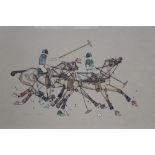 Jo Taylor, 20th century pen, ink and watercolour - The Polo Match, signed...