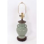 Celadon vase lamp