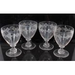 Set of four 19th Century glass rummers, together with another pair (6)
