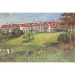 *John Mackie (b.1953) pastel - Turnberry Hotel, signed and dated ‘83, in glazed gilt frame, 39cm x