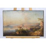 19th century Italian school oil on canvas - The Bay of Naples, 37cm x 60cm, together with an