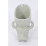 Chinese celadon glazed libation cup, with moulded beast mask