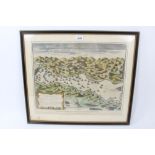 18th century hand-coloured engraving - The Bay & Harbour of Vigo, together with two reprints of