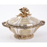 Exceptional quality French silver tureen and cover with Rothchild family crest