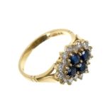 18ct sapphire and diamond cluster ring