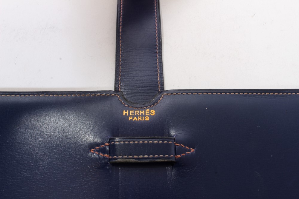 1950s blue leather document slip case by Hermes, Paris - Image 4 of 4