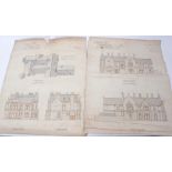 Architects drawings of Dryderdale Hall, designed by Alfred Waterhouse (1830-1905)