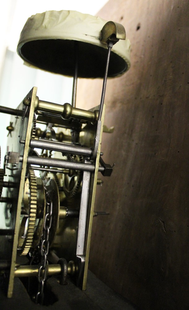 Early 19th Century 30 hour longcase clock, the painted arched dial depicting a hot air ballon, - Image 10 of 12